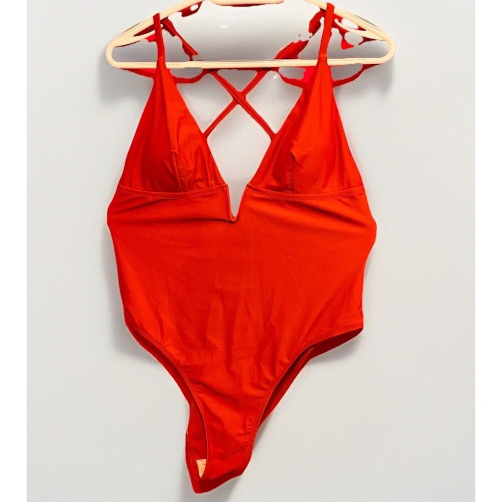 #8611 CUPSHE WOMENS ORANGE ONE PIECE BATHING SUIT SIZE L